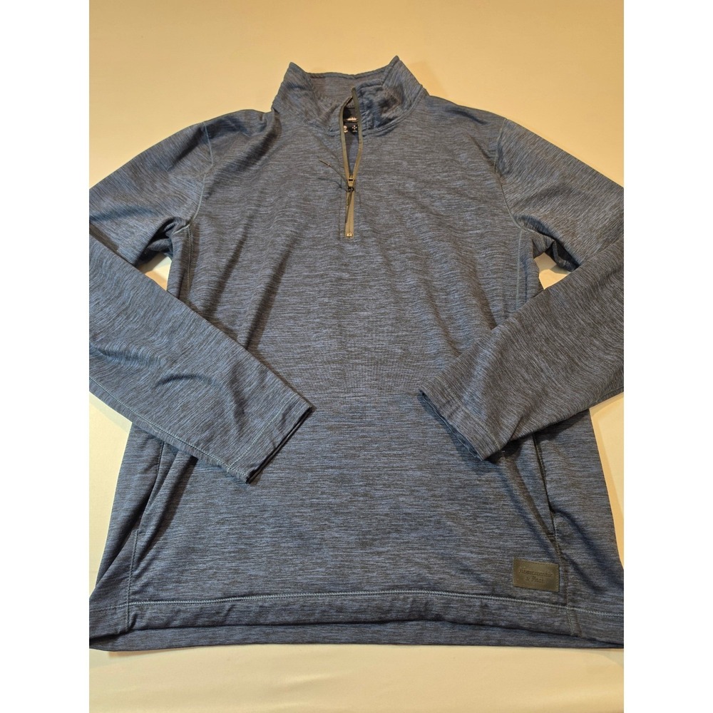 Abercrombie & Fitch Air Knit Quarter Zip Pullover Mens Medium Blue Space Dye